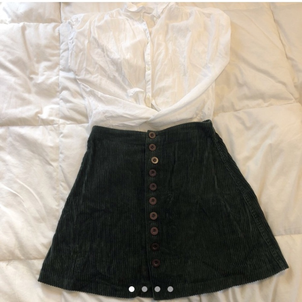 Vintage Green Corduroy High-Waisted Skirt